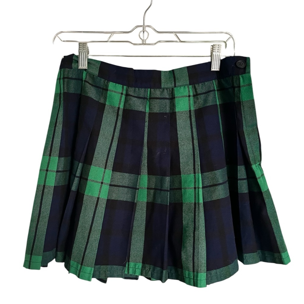 Aerie Green and Blue Pleated Skater Mini Skirt